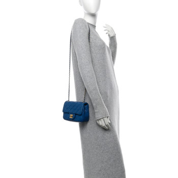 CHANEL Lambskin Quilted Mini Pearl Crush Flap Blue