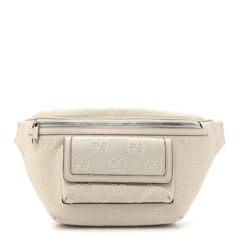 GUCCI Calfskin GG Tennis Embossed Pocket Belt Bag Mystic White