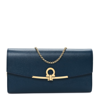 SALVATORE FERRAGAMO Printed Calfskin Gancini Icona Mini Bag Blue