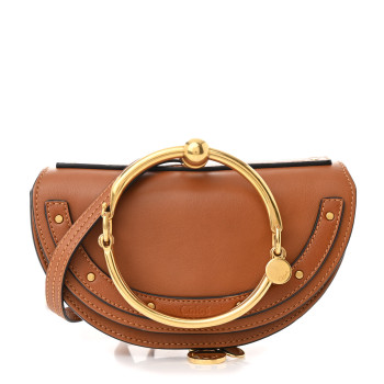 CHLOE Calfskin Small Nile Bracelet Minaudiere Bag Caramel