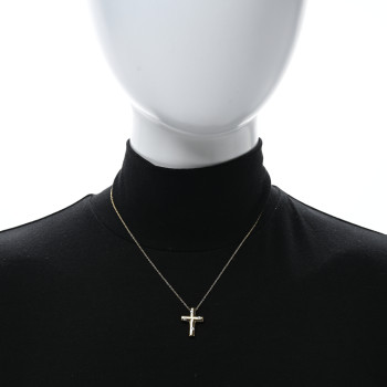 TIFFANY 18K Yellow Gold Diamond Etoile Cross Pendant Necklace