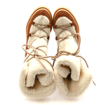 VALENTINO GARAVANI Suede Shearling Vlogo Trekkgirl Ankle Boots 36 Selleria