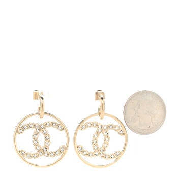 CHANEL Baguette Crystal High Society CC Drop Earrings Gold