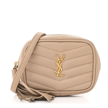 SAINT LAURENT Grain De Poudre Matelasse Monogram Baby Lou Camera Bag Dark Beige