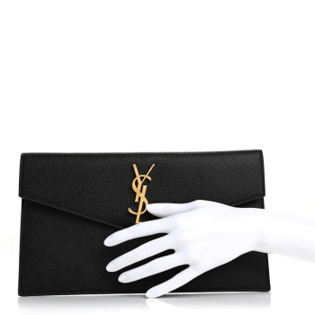 SAINT LAURENT Grain De Poudre Uptown Pouch Black