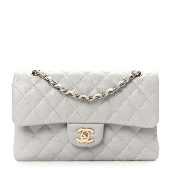 CHANEL Caviar Quilted Small Double Flap Grey