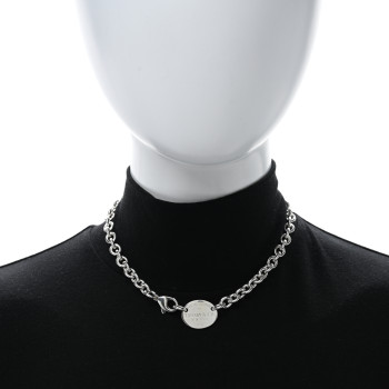 TIFFANY Sterling Silver Return to Tiffany Oval Tag Choker Necklace