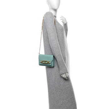 TOM FORD Calfskin Crocodile Embossed Mini Whitney Shoulder Bag Pastel Turquoise