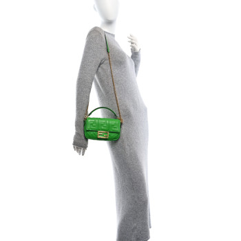 FENDI Nappa FF 1974 Embossed Mini Baguette Tomatillo