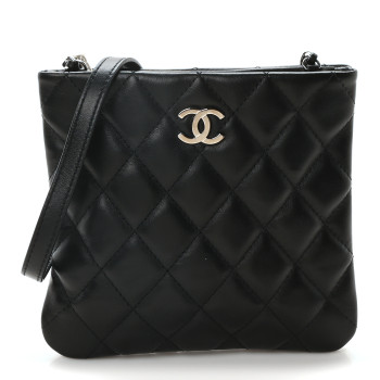 CHANEL Calfskin Quilted Crossbody Bag Black