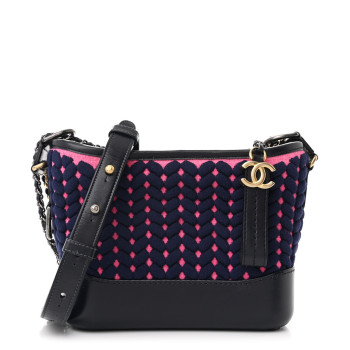 CHANEL Wool Calfskin Small Gabrielle Hobo Dark Navy
