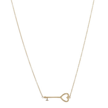 TIFFANY 18K Yellow Gold Heart Key Pendant Necklace