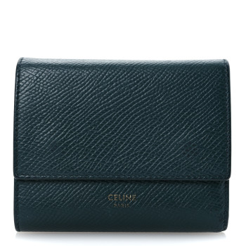 CELINE Grained Calfskin Small Multifunction Folded Wallet Green