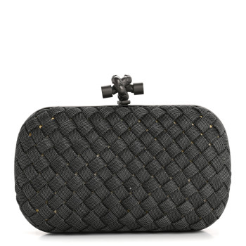 BOTTEGA VENETA Metal Intrecciato Mesh Woven Knot Clutch Argento