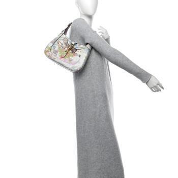 GUCCI New Shangai Calfskin Tiger Savanah Small Jackie 1961 Hobo Chalky White Multicolor