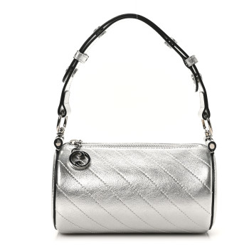 GUCCI Sakai Be Green Calfskin Diagonal Stitched Mini Blondie Barrel Shoulder Bag Silver