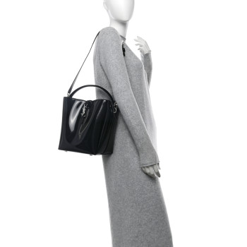 SAINT LAURENT Patent Calfskin Le 37 Bucket Bag Black