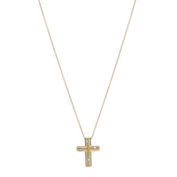TIFFANY 18K Yellow Gold Diamond Etoile Cross Pendant Necklace