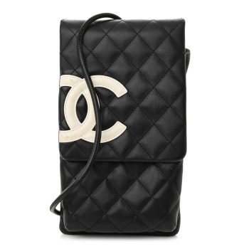 CHANEL Calfskin Quilted Cambon Crossbody Messenger Black White