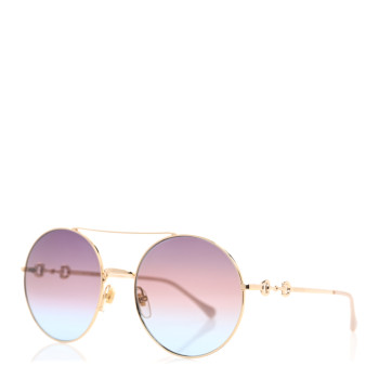 GUCCI Metal Round Frame Horsebit Sunglasses GG0878S Gold