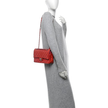 CHANEL Patent Quilted Medium Double Flap Pink