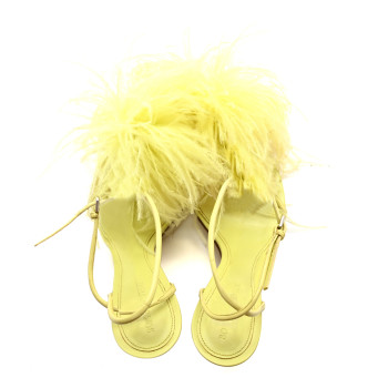 BOTTEGA VENETA Lambskin Feather Dot Sandals 36.5 Seagrass