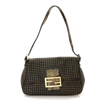 FENDI Micro Zucchino Forever Mini Mama Baguette Black Gold