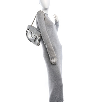 GUCCI Sakai Be Green Calfskin Diagonal Stitched Small Blondie Tote Silver