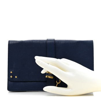 CHLOE Calfskin Aurore Wallet on Chain Blue