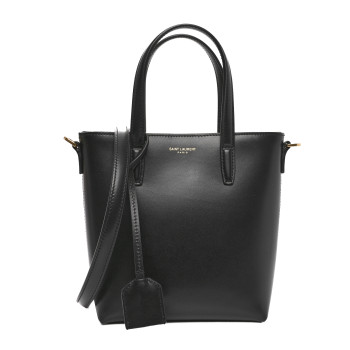 SAINT LAURENT Calfskin Mini Toy Shopping Tote Black