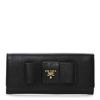 PRADA Saffiano Fiocco Bow Continental Wallet Black