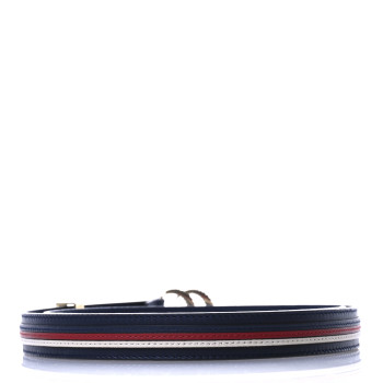 GUCCI Calfskin Sylvie Stripe Torchon Double G 20mm Belt 75 30 Maritime Hibiscus Red Mystic White