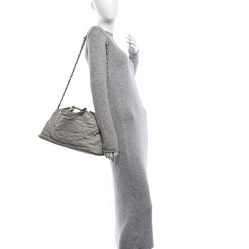 CHANEL Iridescent Calfskin Quilted Small Sea Hit Tote Gris Clair