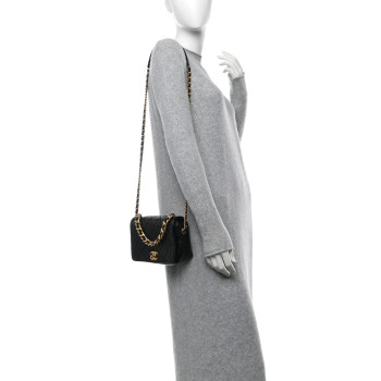 CHANEL Shiny Lambskin Quilted Small Fashion Therapy Flap Bag Black