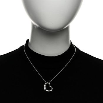 TIFFANY Sterling Silver 22mm Elsa Peretti Open Heart Pendant Necklace