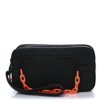 LOUIS VUITTON Taurillon Monogram Uniformes Solar Ray Soft Pochette Volga Black