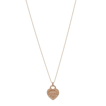 TIFFANY 18K Rose Gold Return to Tiffany Heart Tag Bead Chain Pendant Necklace