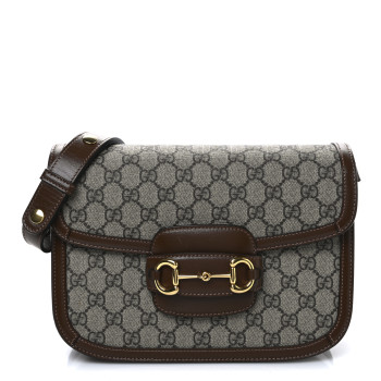 GUCCI GG Supreme Monogram Horsebit 1955 Shoulder Bag Beige Brown Sugar