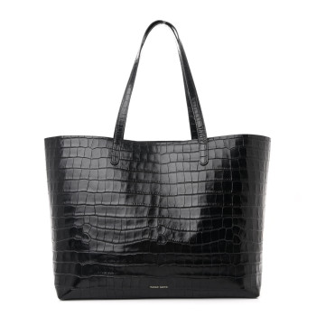 MANSUR GAVRIEL Calfskin Crocodile Embossed Large Shopping Tote Black