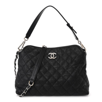 CHANEL Caviar Quilted French Riviera Hobo Black