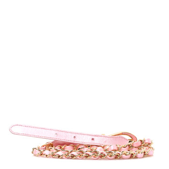 CHANEL Iridescent Lambskin Metal Chain Belt M Light Pink