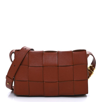 BOTTEGA VENETA Grained Calfskin Maxi Intreccio Cassette Crossbody Bag Maple