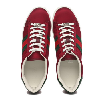 GUCCI Econyl Nylon Diva Crocodile Web Mens Ace Sneakers 11 Rosso Ancora Vert