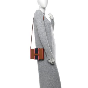 HERMES Evercolor Evercolor H Passant Clutch Gold Rose Azalee Bleu Nuit