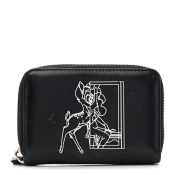 GIVENCHY Calfskin Iconic Bambi Print Mini Zip Wallet Black White