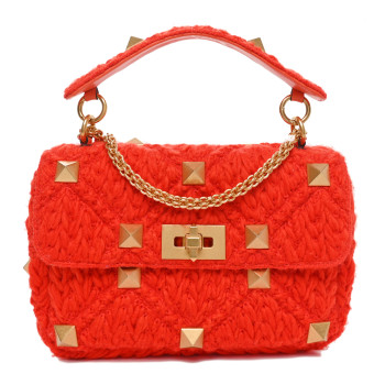 VALENTINO GARAVANI Cashmere Medium Roman Stud Shoulder Bag Titian