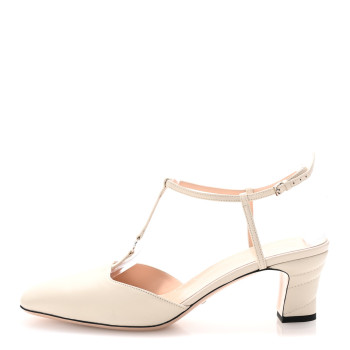 GUCCI Nappa Charlotte Petite GG 55mm Slingback Pumps 41 New Mystic White