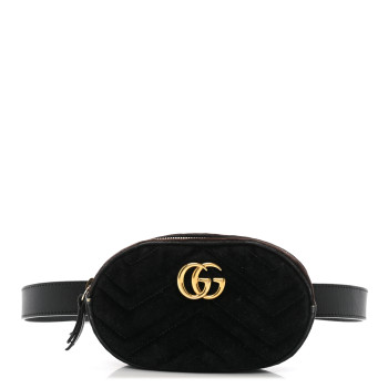 GUCCI Velvet Matelasse GG Marmont Belt Bag 85 34 Black