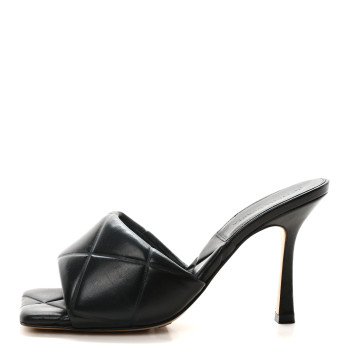 BOTTEGA VENETA Nappa Quilted Rubber Lido Mule Sandals 38 Black