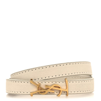 SAINT LAURENT Calfskin Opyum Double Wrap Bracelet L Crema Soft